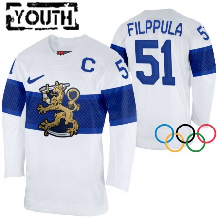 Maillot de Hockey Finlande Valtteri Filppula 51 2022 Winter Olympics Blanc Authentic - Enfant
